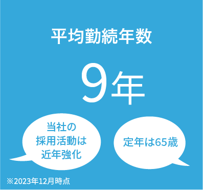 採用情報 ソコテックの働く環境 平均勤続年数